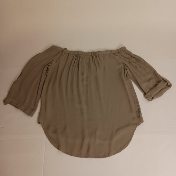 Bella Dahl Women’s Olive Green Off-the-Shoulder High-Low Top Size L Large NWT - Picture 5 of 16